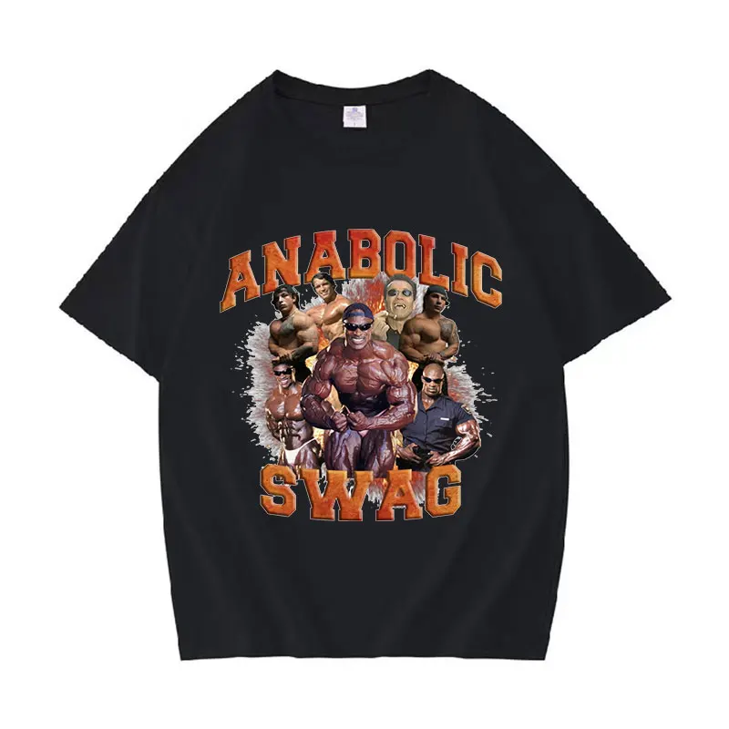 Camiseta Gráfica Engraçada Anabolic Swag para Homens, Estilo Vintage Gótico, 100% Algodão, Camisetas Oversized para o Verão