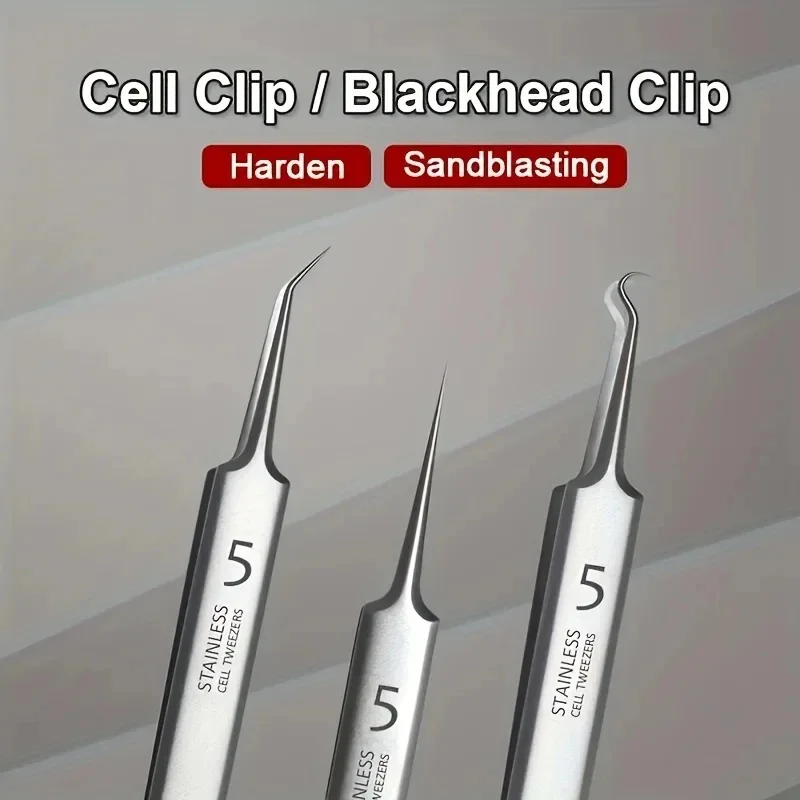 1/2pcs Ultra-fine No. 5 Cell Pimples Blackhead Clip Tweezers Beauty Salon Special Scraping & Closing Artifact Acne Needle Tools