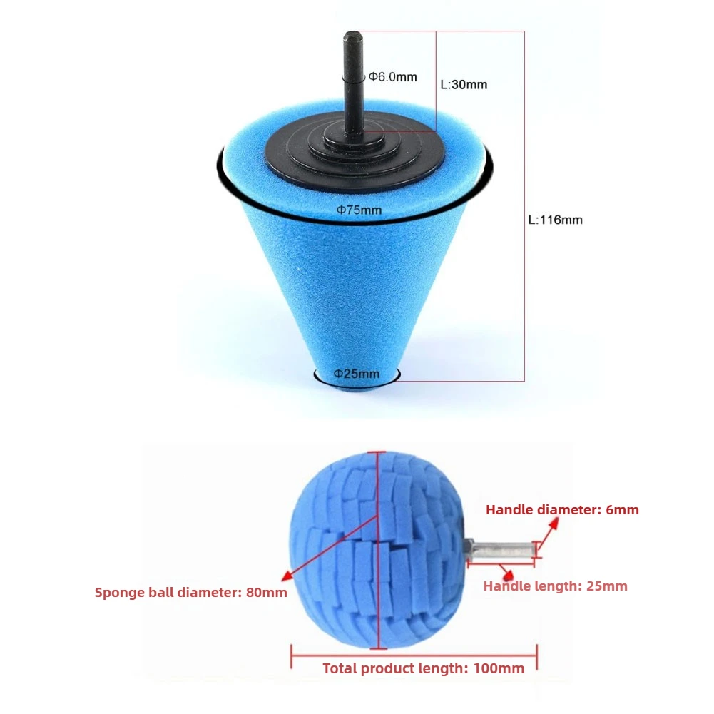 Kit di tamponi in spugna per lucidatura per trapano per auto Tamponi per lucidatura per mozzi Sfera per lucidatura a cono in metallo per la pulizia dei cerchi Strumenti per la cura dei dettagli automobilistici