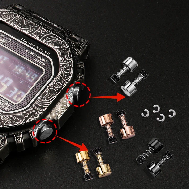 

4 шт., комплект кнопок для часов Casio DW5600 GA2100 GW-B5600, аксессуары для часов, водонепроницаемые кнопки из нержавеющей стали, запасные части для часов