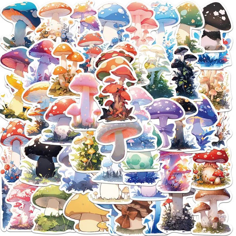 Waterproof Stickers Laptop Stickers Colorful Cartoon Mushroom Stickers Waterproof Self-adhesive Decals for Laptop Guitar Phone