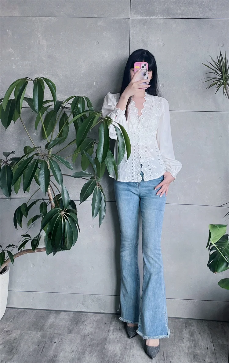 

Susan High Waist Bell Bottom Jeans Women's Slim Fit Long Pants Fashion Classic Style Denim Blue Sexy Girl Casual Trousers
