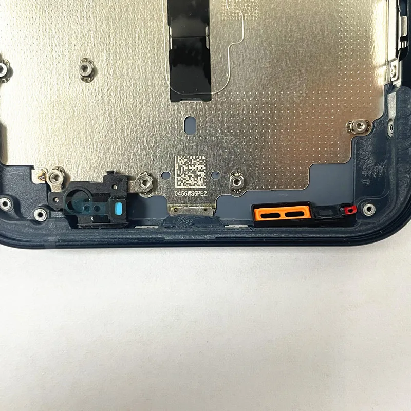 Cubierta Trasera para iPhone 13 13Mini Puerta de Batería Trasera de Vidrio + Marco Central, Bandeja SIM y Tecla Lateral de Repuesto con Logo CE 6