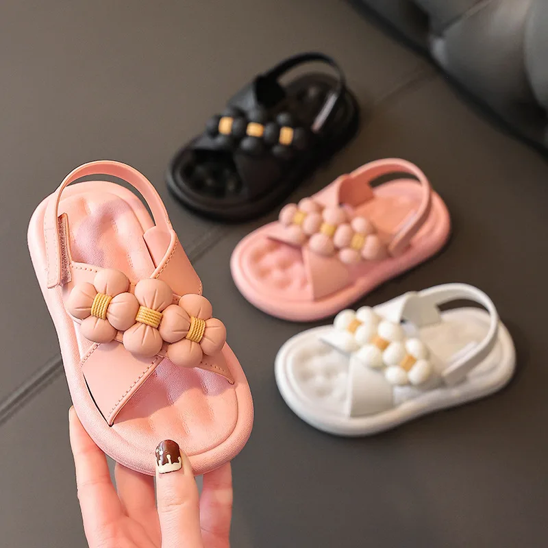 Kids Girls Sandals Platform Flats Princess Flower Children\'s Baby Summer Shoes Pink Soft Footwear Fashion kids Beach EVA shoes