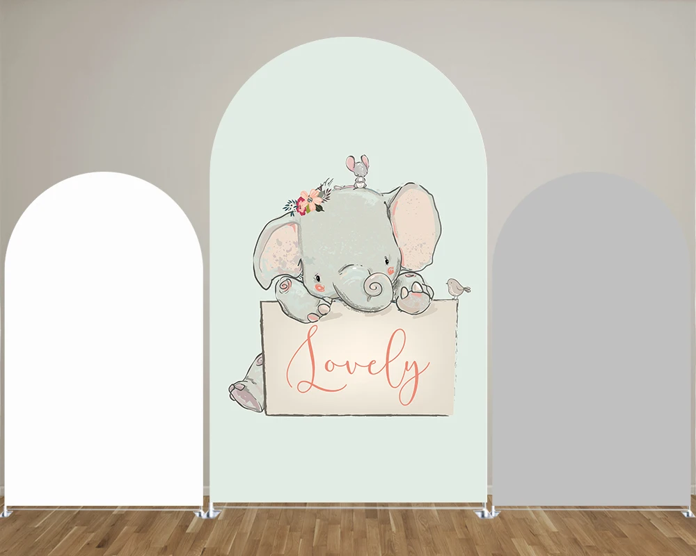 Lovely Elephant Arched Backdrop Covers for Baby Birthday Parties Arch Stand Covers Baby Shower Wedding Decor Display Props