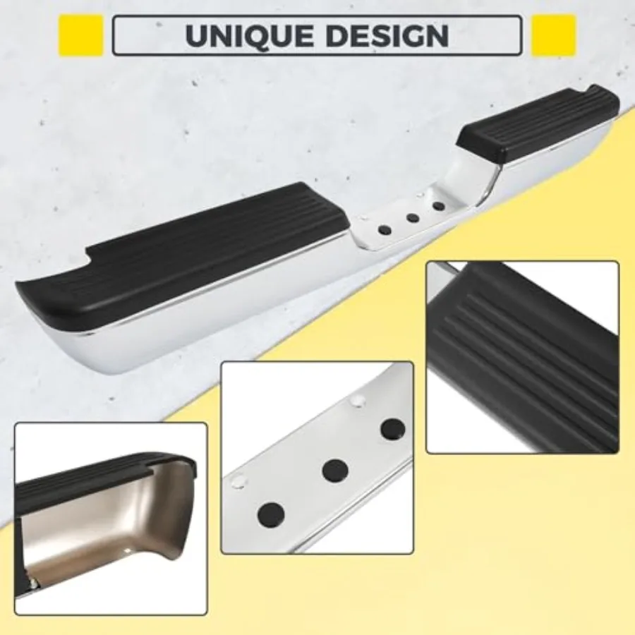 Zestaw mocny tylny zderzak do Dodge Ram 1500 2500 z lat 1994-2002, modele Fleetside i Styleside, ze stopniami, stal srebrno-czarna i...