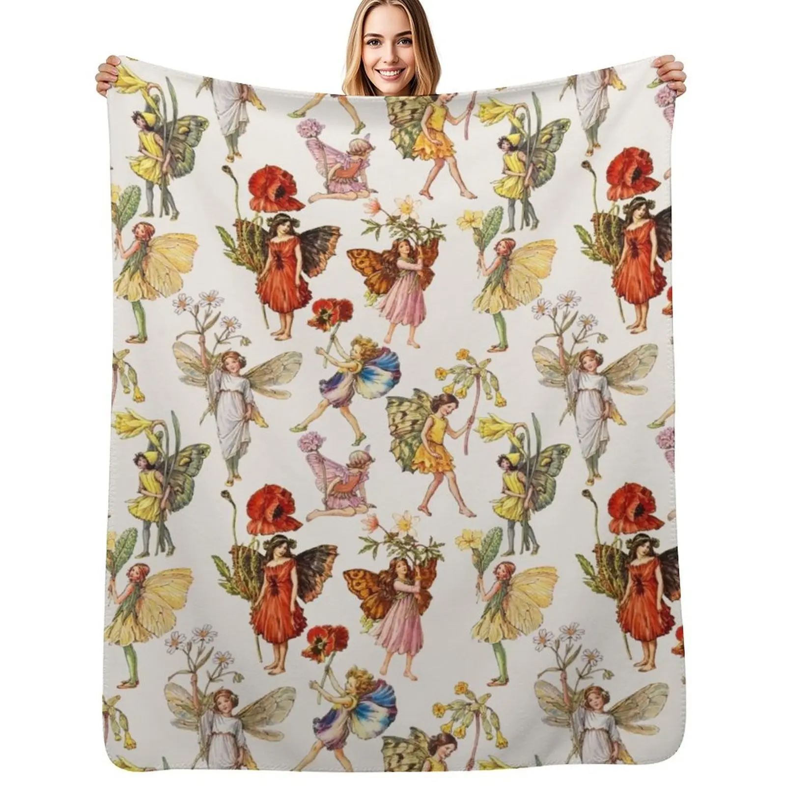 Victorian Flower Fairies Throw Blanket Comforter Blankets For Bed Plush decorative Personalized Gift Blankets
