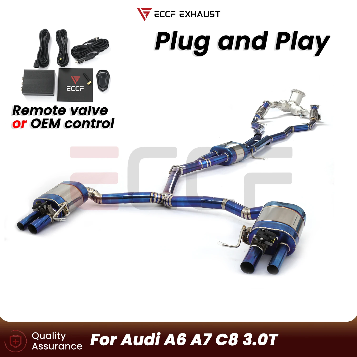 For Audi A6 A7 C8 3.0T With Front pipe Titanium Complete exhaust system Plug and Play Performance Upgrade Easy Installation