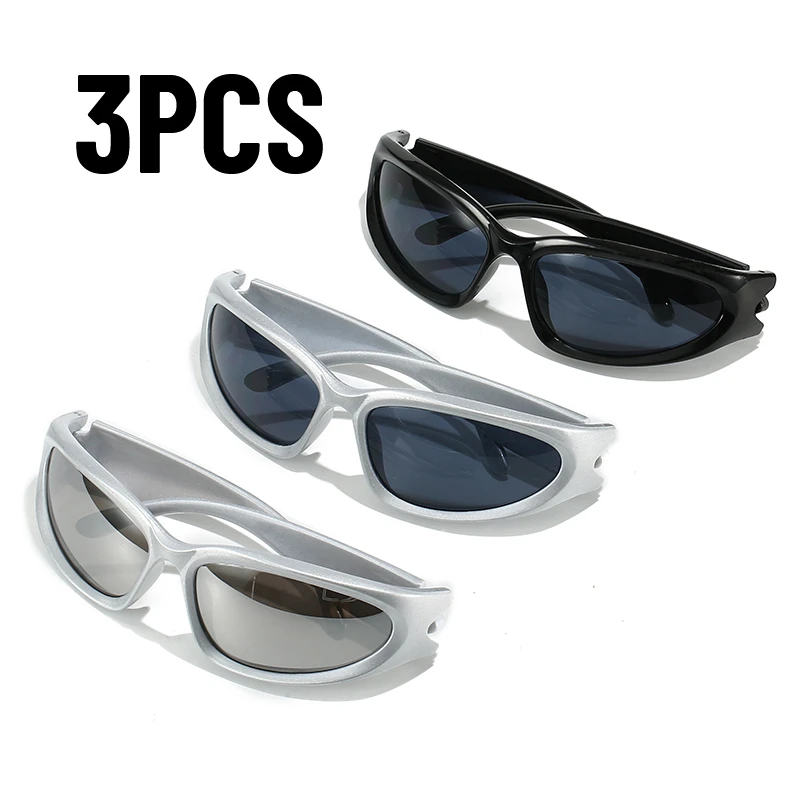 Image of 1/2/3 stücke Modische Männer und Frauen Sonnenbrille High-end-Y2K Platz Fahrrad Brille Beständig Sonnenbrille Outdoor wandern Glas UV400