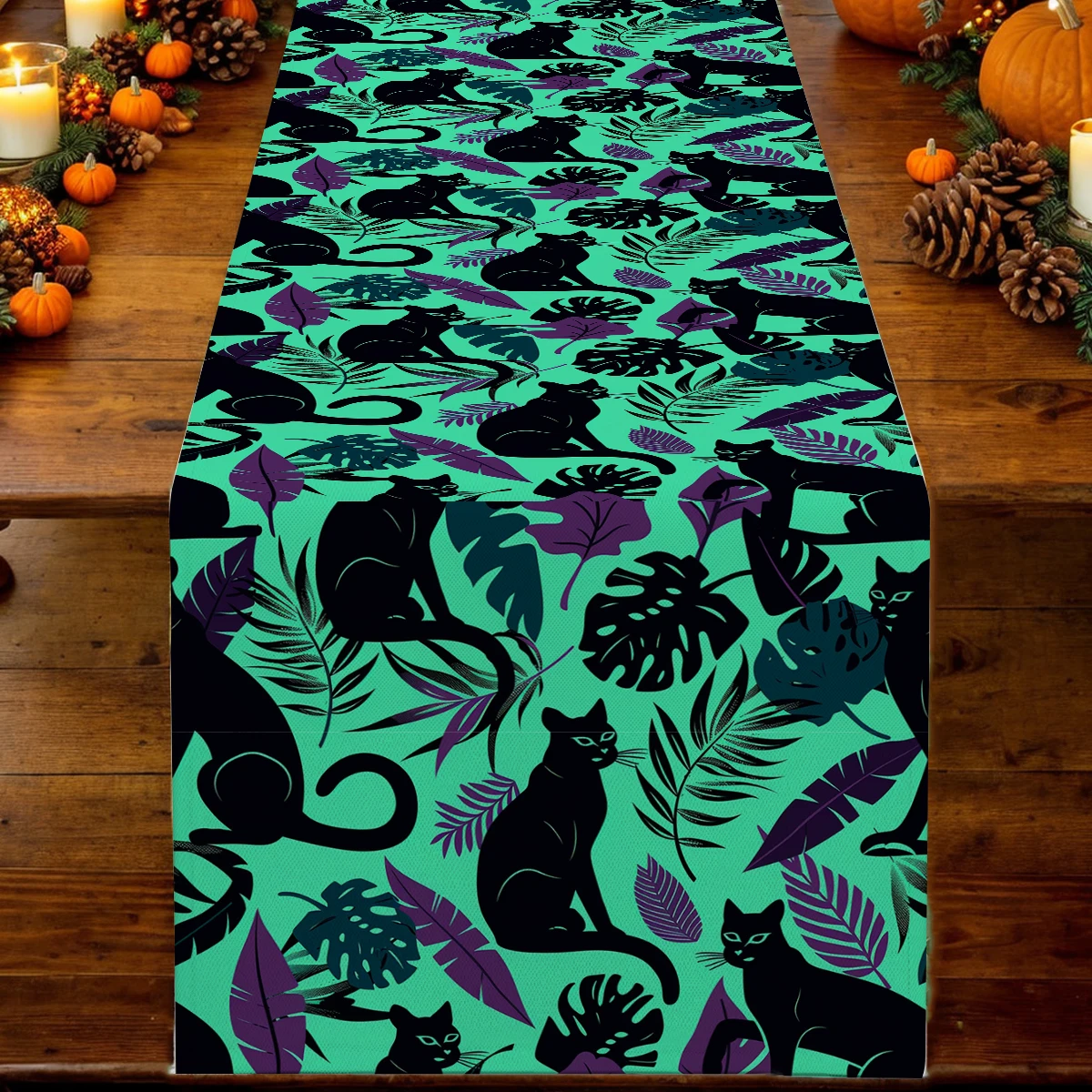 Tropical Plant Branches Table Runner Wedding Decoration Cloth Dining Decor Coffee Table Runners Washable Dining Long Cloth