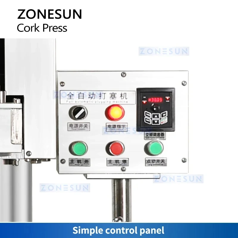 ZONESUN Cork Feeding Capping Machine Automatic Cork Pressing Red Wine Bottles Sealing Wood Production Line ZS-DSJ2