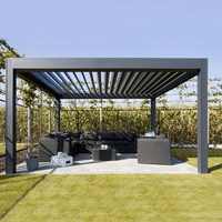 Aluminum Electric Louvered Pergola Opening Louver Patio Rainproof Grey Gazebo Bioclimatic Bioclimate Movable