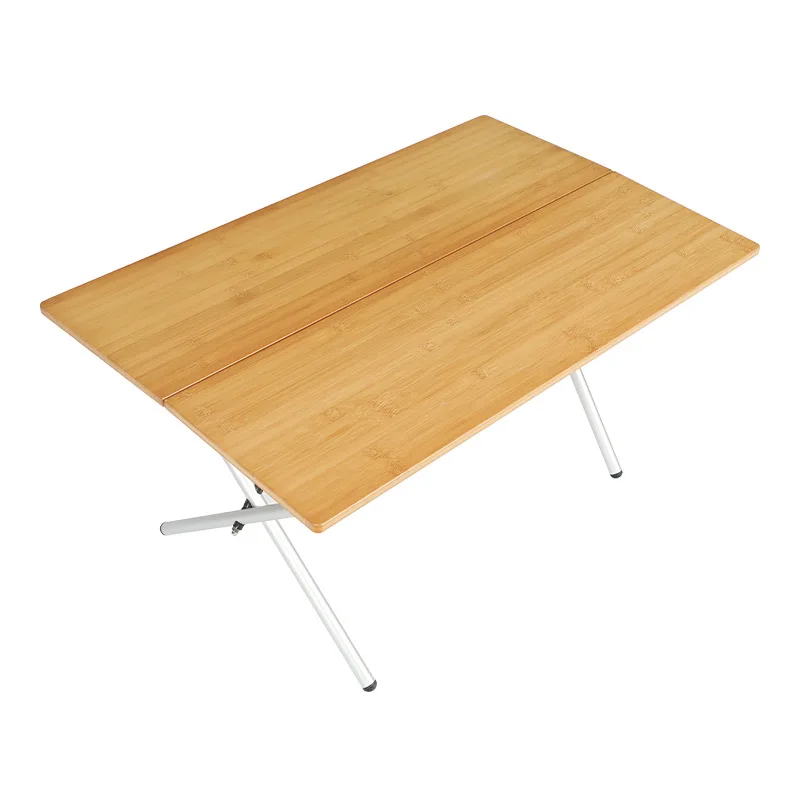 Mesa plegable de bambú para acampar al aire libre, escritorio plegable portátil de aleación de aluminio, mesa de comedor de fácil almacenamiento