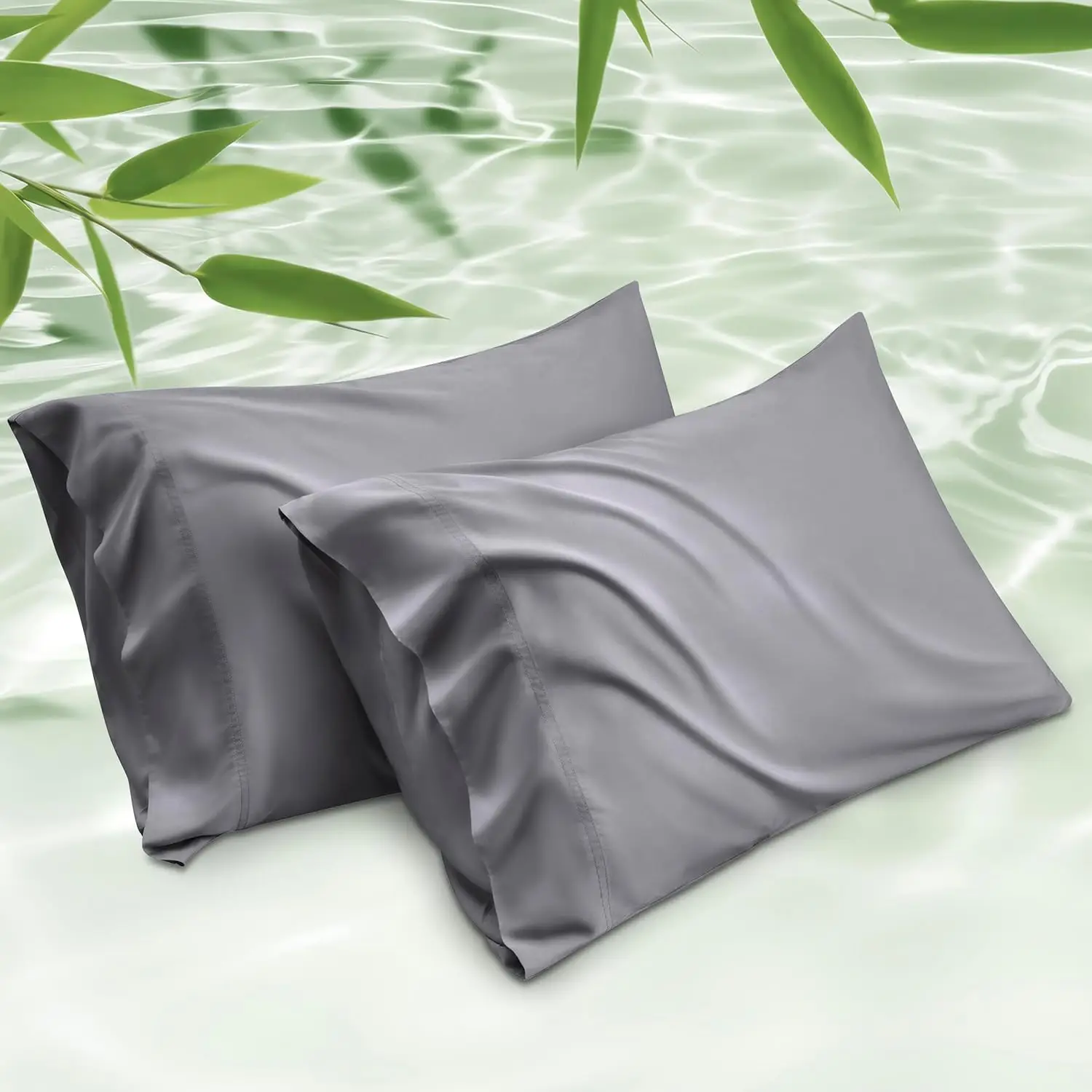 

Cooling Bamboo Rayon Pillowcases, Standard Set of 2 with Envelope Closure, Breathable & Soft, 20x26 Inches