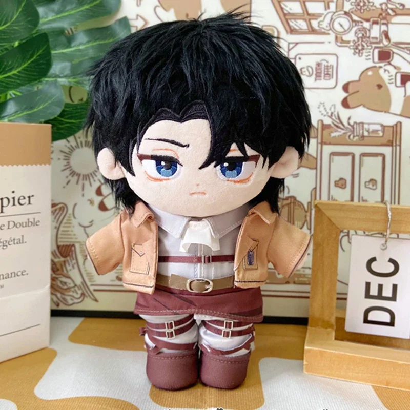 20cm Anime Levi Ackerman Outfits Toy Cartoon Plush Cotton Stuffed Doll Body Cosplay Cartoon Dress Up Cotton Doll Plushie Gift