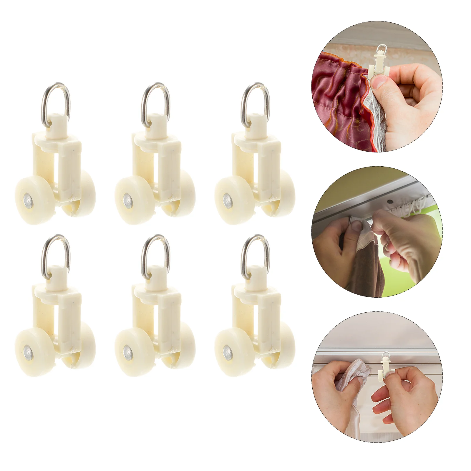 20 Pcs Curtain Roller Track Rollers Pulley for Home Accessory Plastic Sliding Wheel Hook