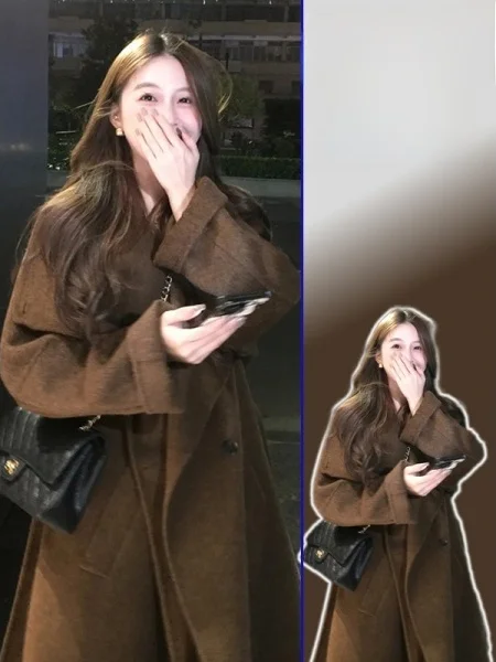 

plus Size Thiened Woolen Coat for Women Ele Unique Sle Spring New Collection High Quali Long Sve Double Breasted