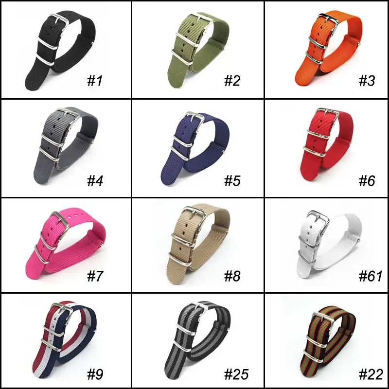 Sport Nylon Uhrenarmband für Damen und Herren Uhrenarmband 18mm 20mm 22mm Armee Sportarmband Stoff Nylon Armband Schnalle Gürtel – Detail 1