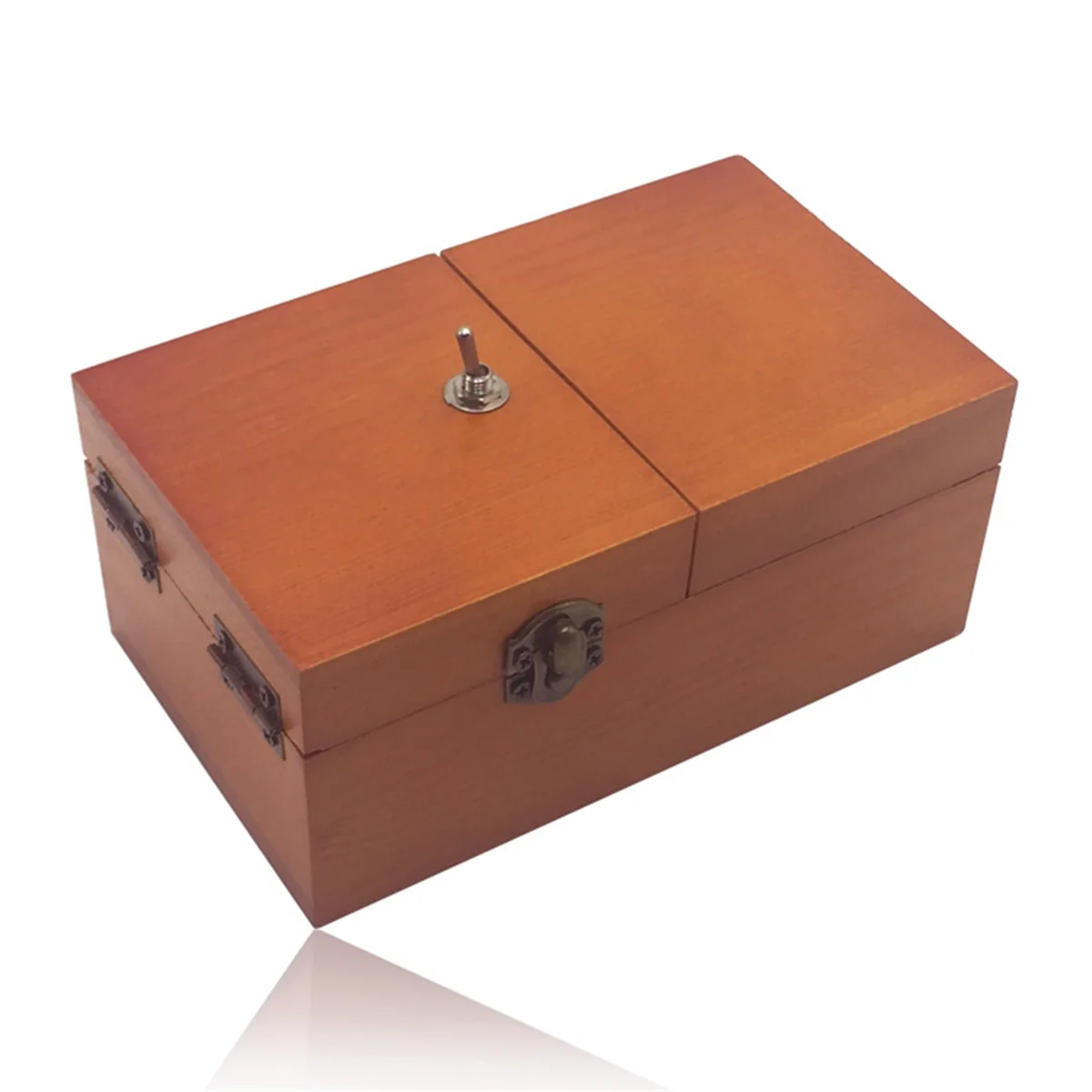 B Useless Box with Surprises Wooden Useless Box Fully Assembled Toy for Adults and Children Dark Wood Color