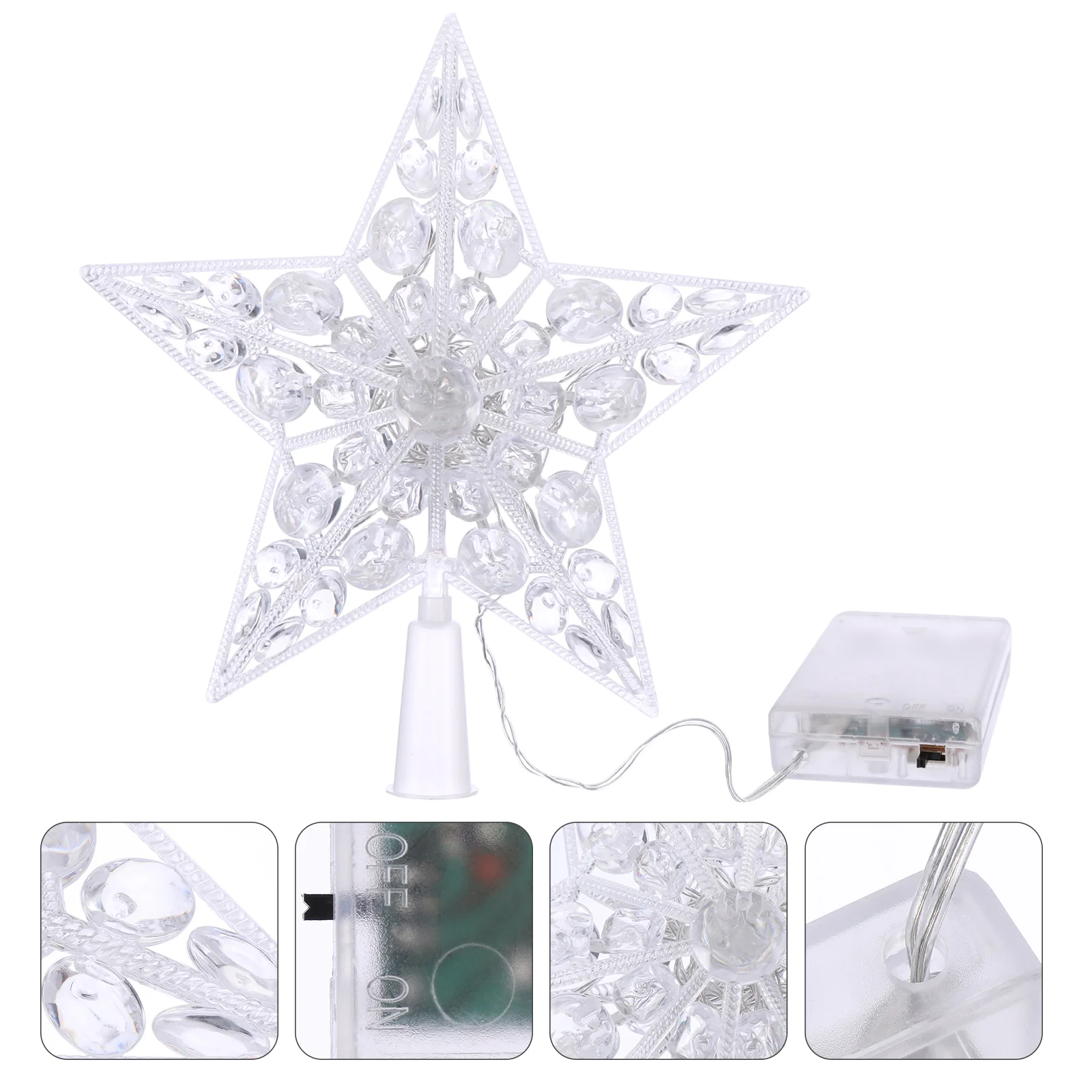 

Christmas Tree for Decorations Silver Topper Lighted Star LED Shaped Lamp Cool