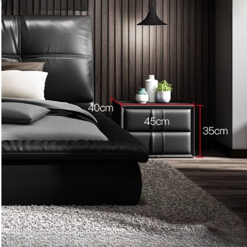 Modern Black Double Bed Artificial Leather Headboards King Size Double Bed Bedframe Twin Cama Matrimonial Furniture For Bedroom