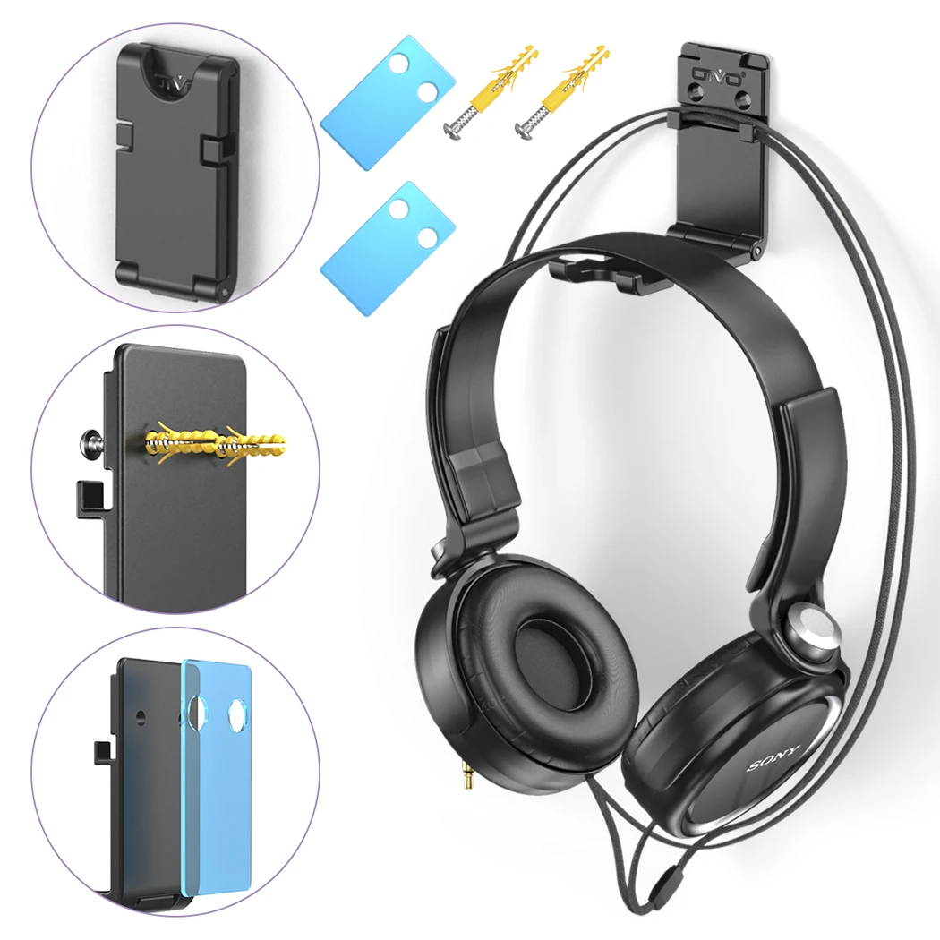 For Headphones Wall Hanger Mount Stand Holder With Cable Slot & Upgarede With Rotable Design- 1/2 Packs Headset Storage Hook