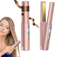 USB 2 in 1 Hair Straightener Curler Flat Iron 5000 mAh Portable Cordless Straight Hair Stick Hair Curling Iron Rapid heating