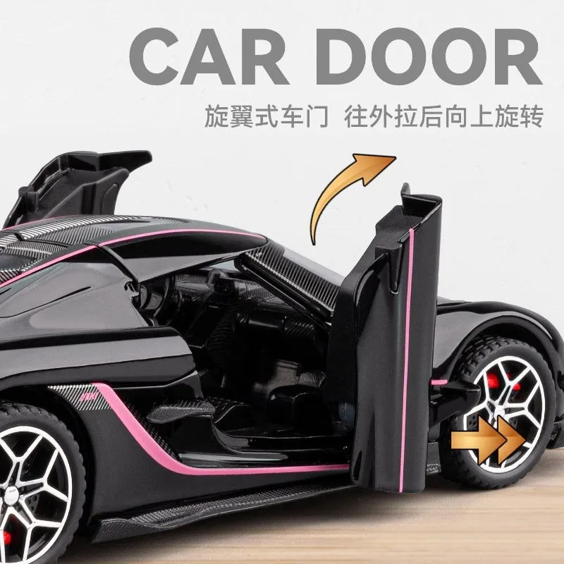 Масштабная модель суперкара Koenigsegg Jesko Absolut 1:32 из литого сплава с ножничными дверями для коллекции, подарка, домашнего декора, украшения