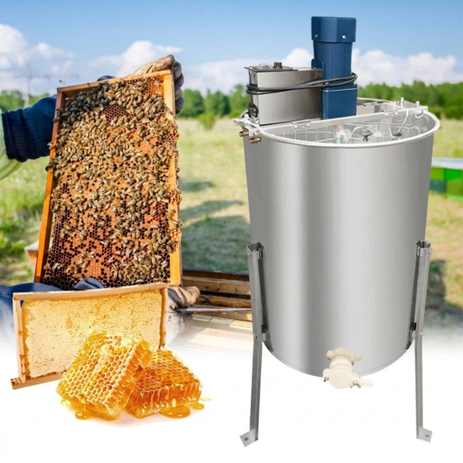 Electric Honey Extractor Stainless Steel Four-Frame Honey Extractor Beekeeping Equipment Time-Saving Rust-Resistant - view 4