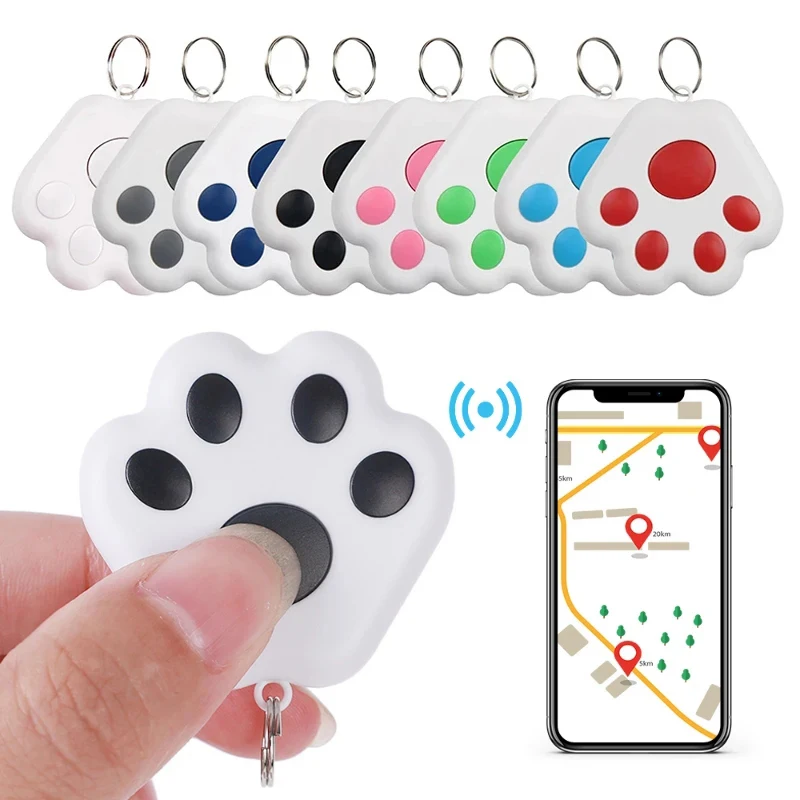 Dog Paw Shape Mini Smart GPS Tracker Keys Finder Locator Bluetooth Anti Lost Alarm Sensor Device Tracker For Kids Pets Luggage