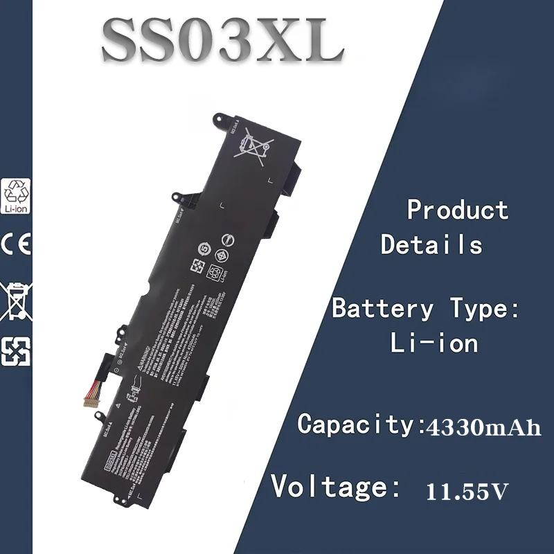 

4330mAh High - Capacity 11.55V Battery for HP SS03XL | Fits EliteBook 730/735/740/745/830/840/846 G5/G6 Laptops