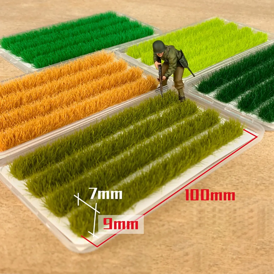 Long Grass Bush 9mm High Miniature Model Bush Hedge Sand Table Construction Scene DIY Handmade Material Toy Decoration D