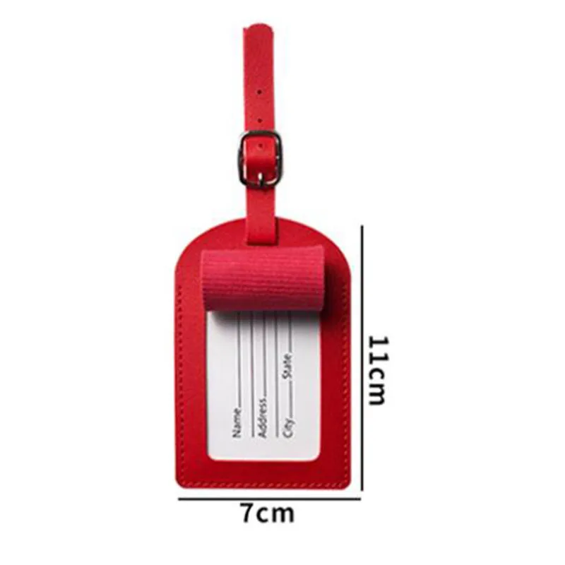1PC Portable PU Leather Luggage Tag Suitcase Identifier Label Baggage Board Bag Tag Name ID Address Holder Travel Passport Card