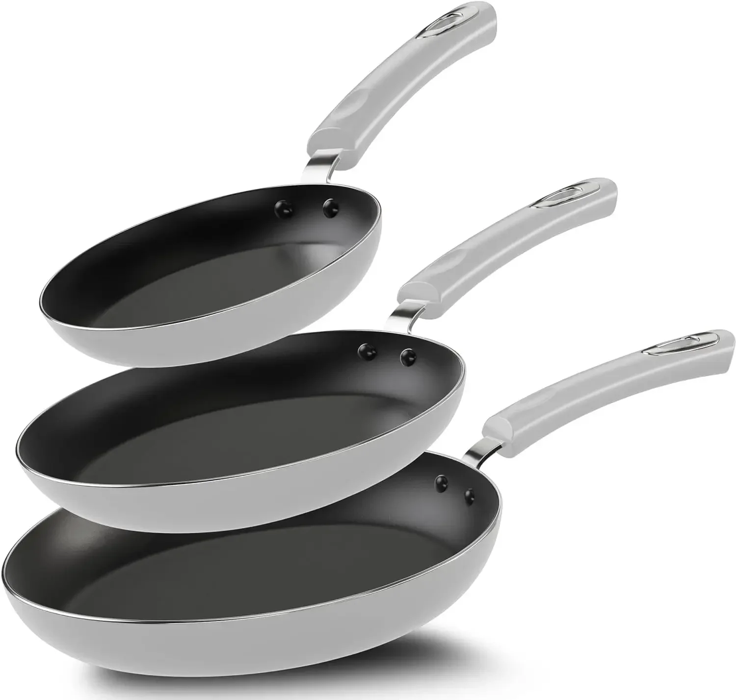 Utopia Kitchen Nonstick Frying Pan Set - 3 Piece Induction Bottom - 8 Inches, 9.5 Inches and 11 Inches - (Silver, Black)