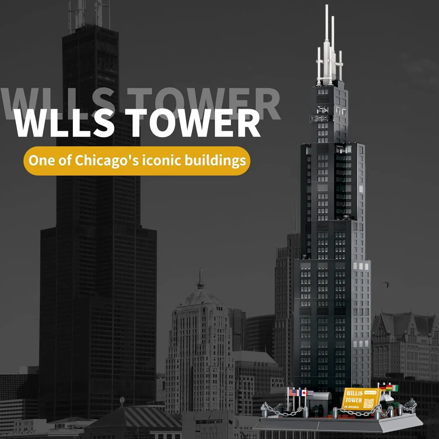 Willis Tower Chicago Model Architektoniczny Klocki Zestawy Biuro Znaki Wyznaczniki Skyline Zestaw Zabawki Kolekcja dla Dzieci Dorosłych 12