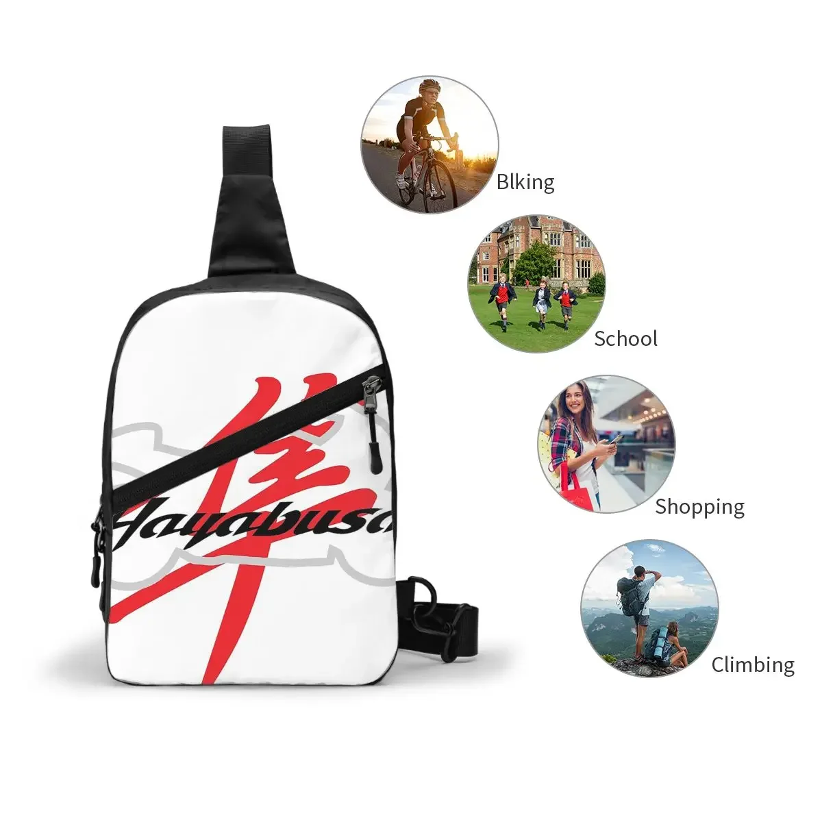 Hayabusa Tas Dada Logo Sepeda Motor Tas Selempang Pria Tas Dada Ransel Selempang Pria Tas Bahu Daypack Bepergian