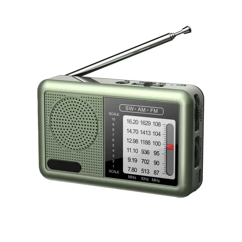 Portable Full-Band Radio Am Fm Weather Radio Rechargeable Portable Shortwave Radio Great Reception Transistor Radio Earphone