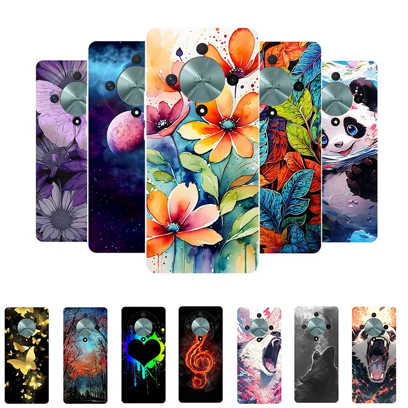 

Silicone Case For Honor X9b 5G Flowers Panda Coque Fundas For Honor X9b X 9B ALI-NX1 HonorX9B Case Soft TPU Protective Cover