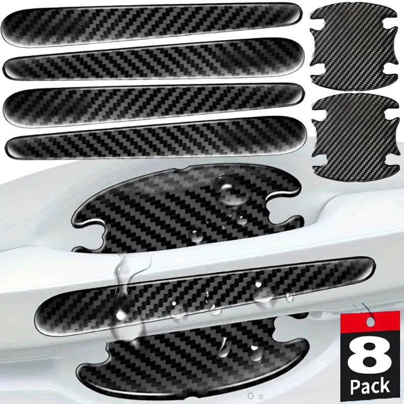 

8 шт. защитных наклеек из углеродного волокна для дверных ручек и бамперов Tesla Model 3 Y S X, защита от царапин