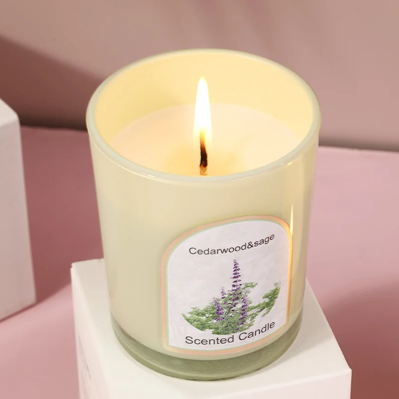 

Scented Candles Wooden Colored Glass Cups Home Scented Candle Decorations Wedding Party Gifts m