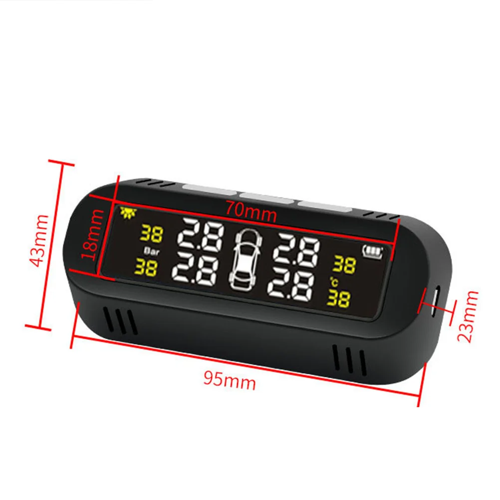 نظام مراقبة ضغط الإطارات يعمل بالطاقة الشمسية، جهاز مراقبة درجة حرارة ضغط الإطارات في الوقت الحقيقي لجميع السيارات #2