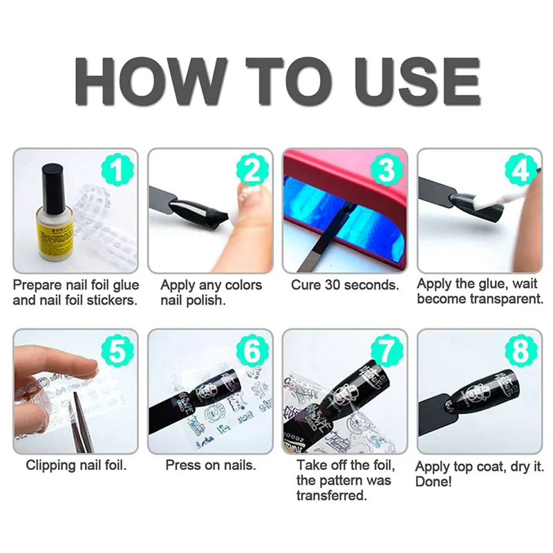 A47F-10 Rolls Nagelfolie Polish Stickers Metaal Kleur Starry Papier Transfer Folie Wraps Zelfklevende Decals Nail Art Decoraties