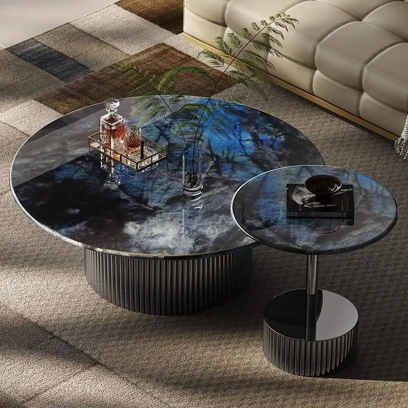 Nordic Blue Living Room Coffee Tables European Designer Modern Living Room Coffee Table Round Mesa De Centro Sala Furniture Home