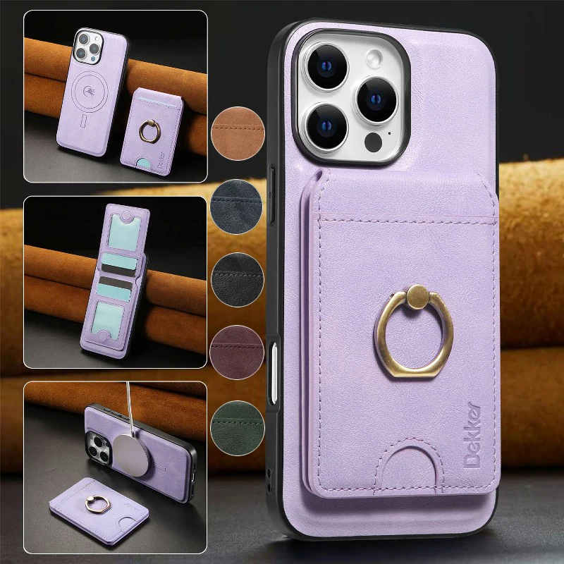 

Detachable Magnetic Flip Card Case With Bracket Phone Case For iPhone 16 Pro Max 15 Plus 14 13 Pro 12 Solid Color Phone Cover