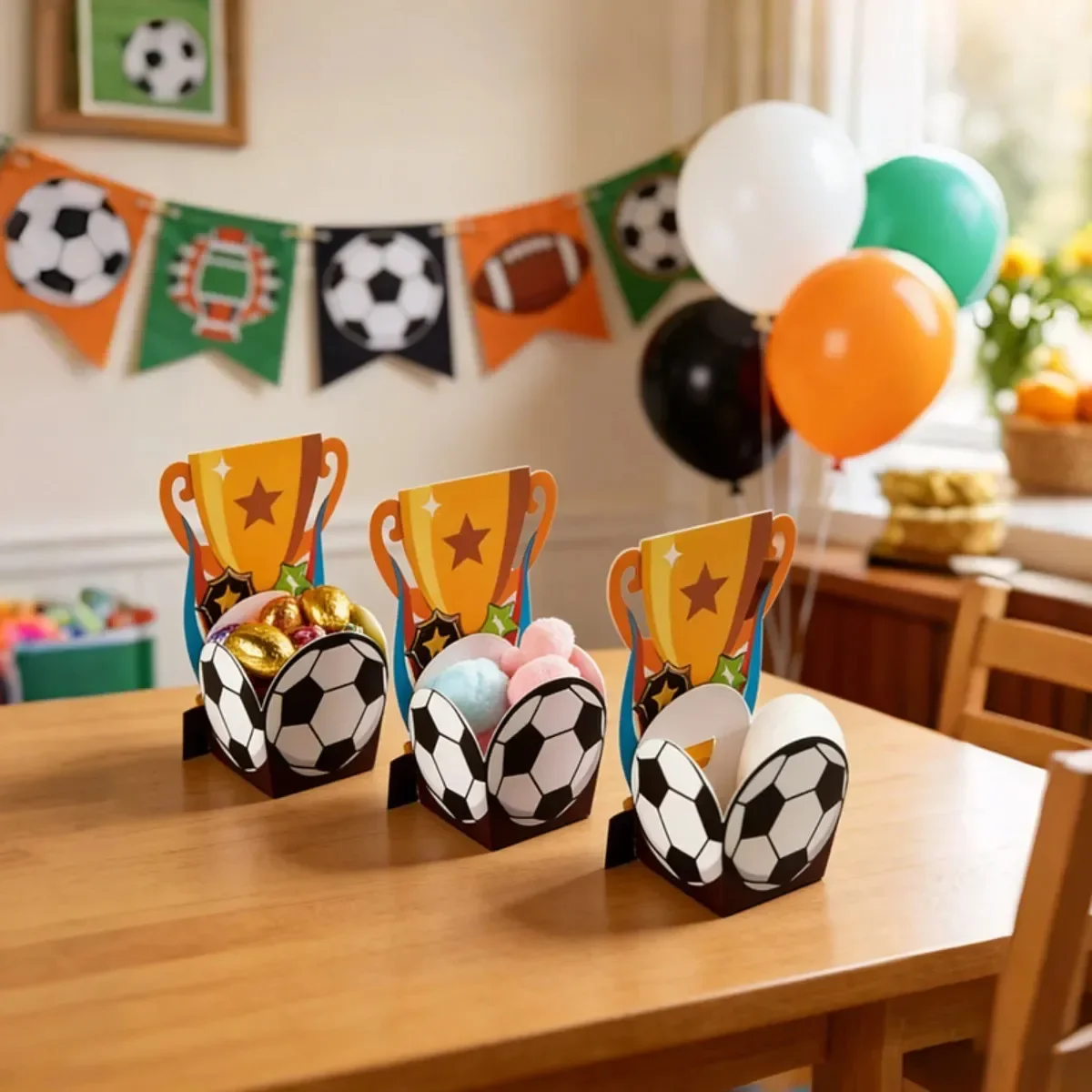 10-50 Stück Cartoon-Fußball-Trophäen-Geschenkverpackungen Kinderparty-Desserttisch Geburtstagszubehör Fußball-Themen-Süßigkeitenbox – Detail 4