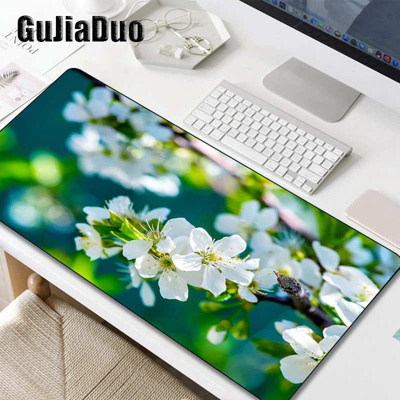 GuJiaDuo 800x300 Large Size Flowers Mouse Pad Notebook Keyboard Natural Rubber Waterproof Non-slip Desk Mat Art Mousepad Carpet