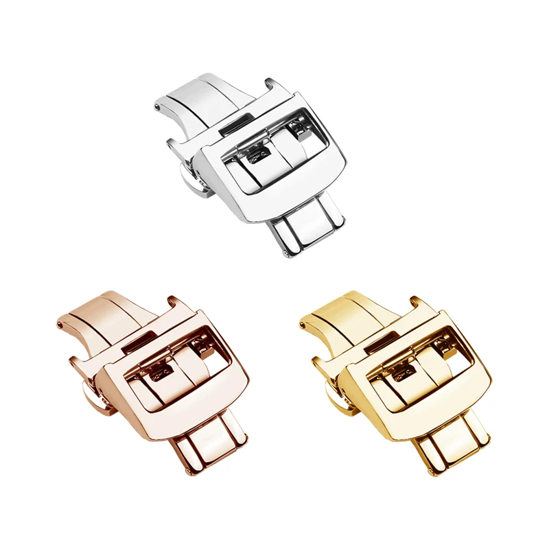 

Застежка-бабочка 16/18/20 мм для часов Jaeger LeCoultre, силиконовый ремешок из воловьей кожи, серебристая/розово-золотая стальная раскладная застежка