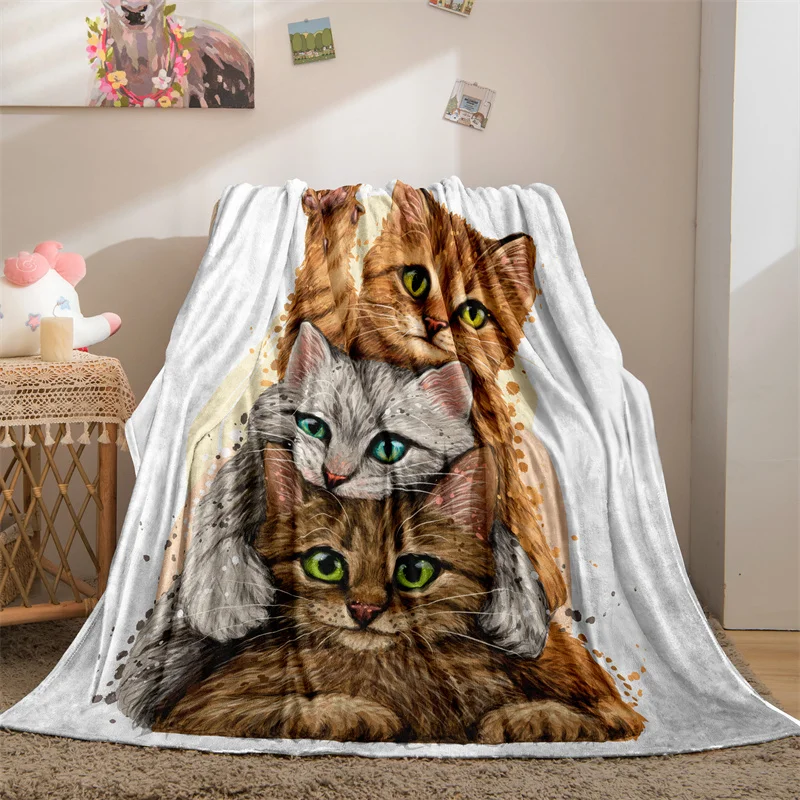 

Dog and Cat Pattern Polyester Blanket Sofa Blankets for Beds Soft Warm Throw Blanket Cover Lovely Pet Bedspreads Thin Blanket