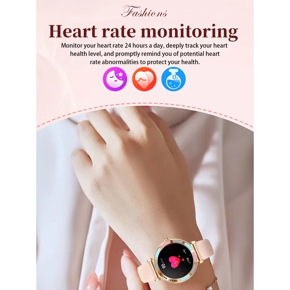 ساعة ذكية لمالك الوقت 2024 للنساء، جهاز تتبع معدل ضربات القلب وضغط الدم، مكالمة صوتية، ساعة ذكية عصرية مقاومة للماء