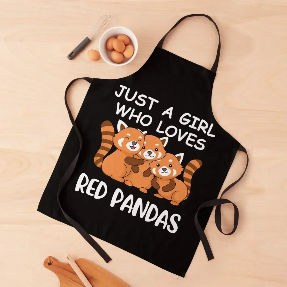 Just A Girl Who Loves Red Pandas Gift Women Kawaii Red Panda Apron cooks clothes Kitchen Tools Men'ss Salon Apron